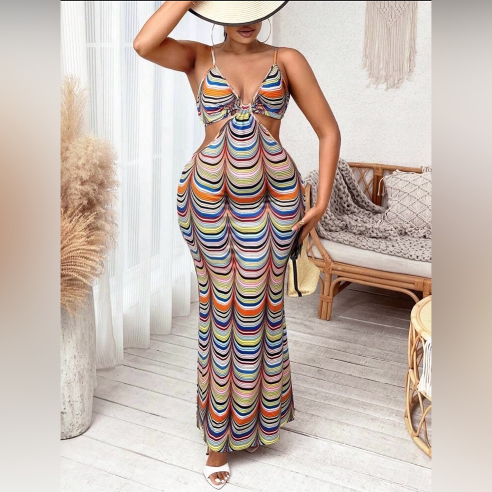 Multicolor Striped Maxi Dress